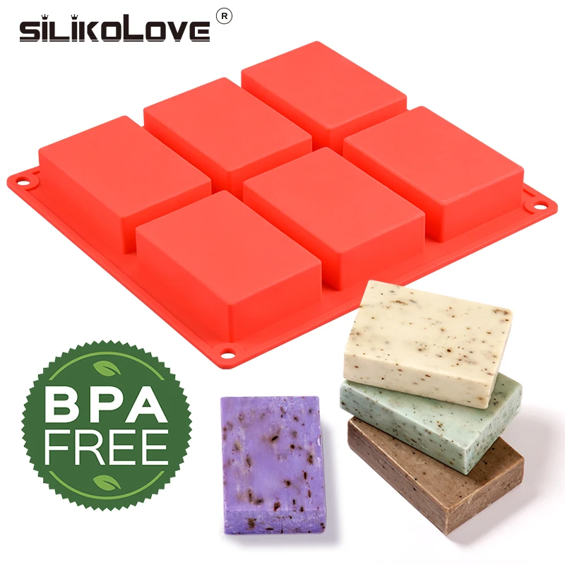 Силиконовая форма для мыла SILIKOLOVE с 6 полостями изготовления тортов ручная работа