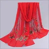 New Fashion Print Long Chiffon Silk scarves Designer Woman Fashion New Design Peacock Flower print scarves 5