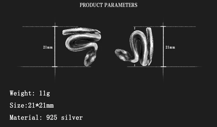 Мужские и женские оригинальные сделанные вручную серебряные украшения художественный дом темная Змея Тип 925 пробы Серебряное старое Открытое кольцо