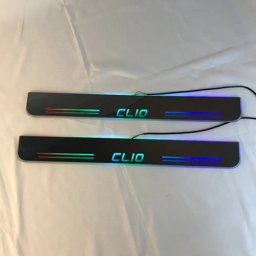 

RQXR led moving door scuff for Renault Clio 4 IV 2013-18 dynamic door sill plate flat lining overlay Flowing/fixed light, 2pcs
