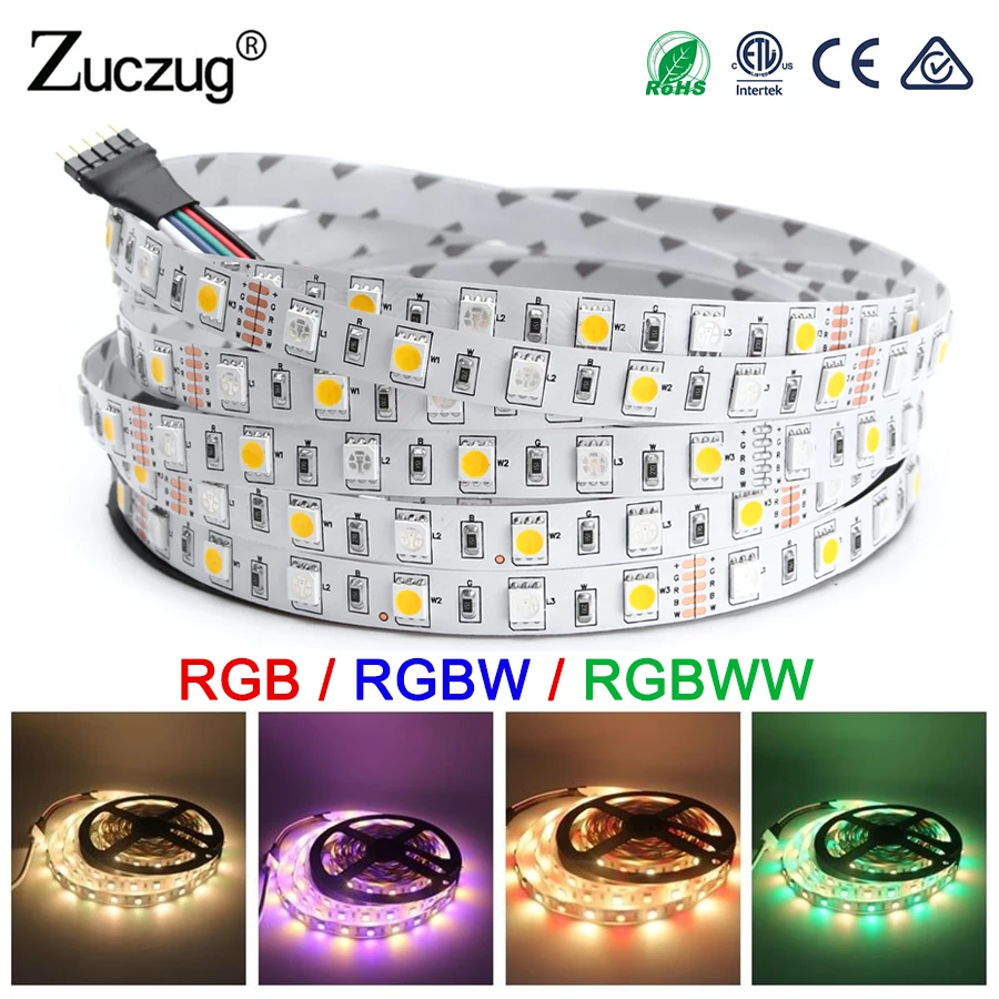 

LED Strip 5050 RGBW RGBWW flashlight Waterproof DC 12V Flexible 12 v LED Light 60LED/m 5m/lot for decoration kitchen neon wire