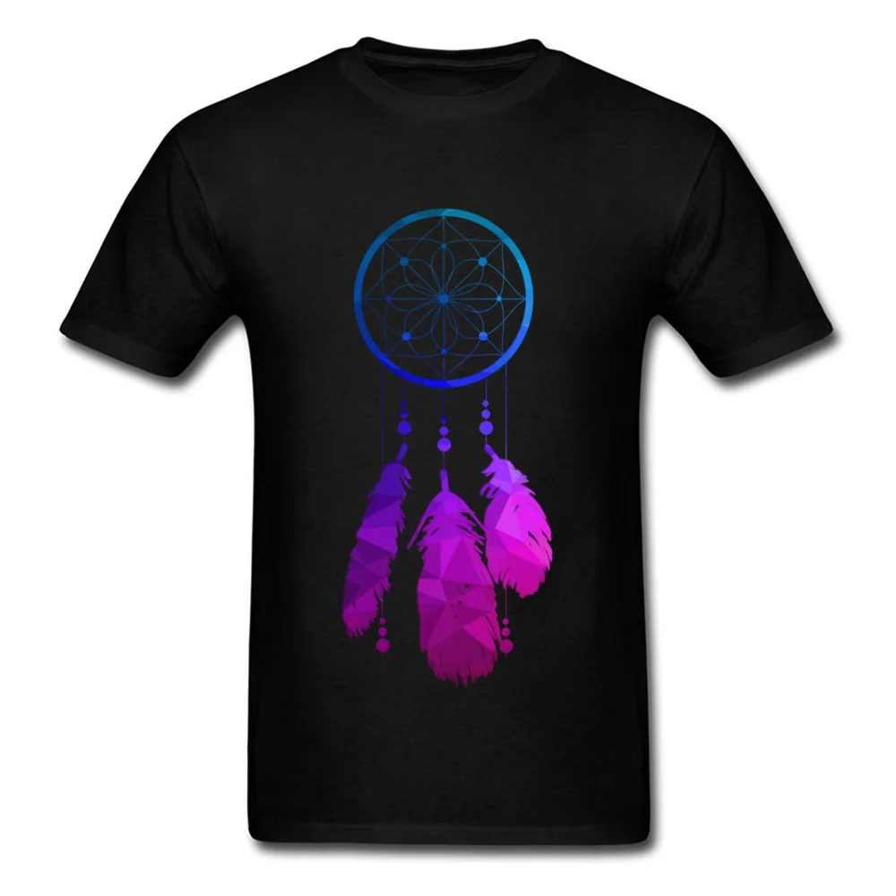Geo Neon Dreamcatcher Crewneck Top T-shirts Summer/Fall Casual Tops & Tees Short Sleeve Coupons Cotton Fabric Tee-Shirt Adult Geo Neon Dreamcatcher black