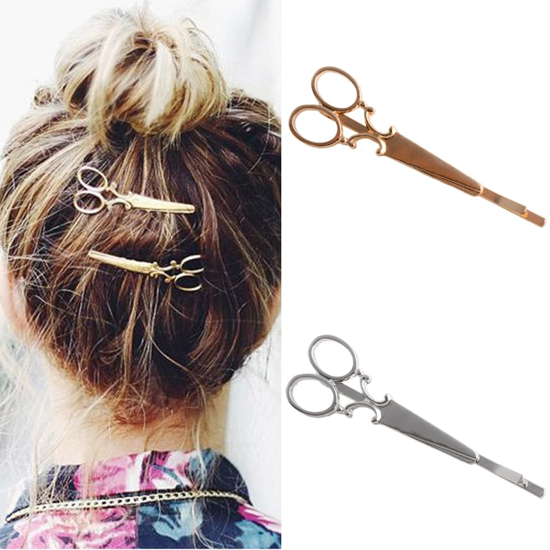 

Fashion Women Chic Scissors Shape HairClip Gold/Silver Hair Pin Accessory