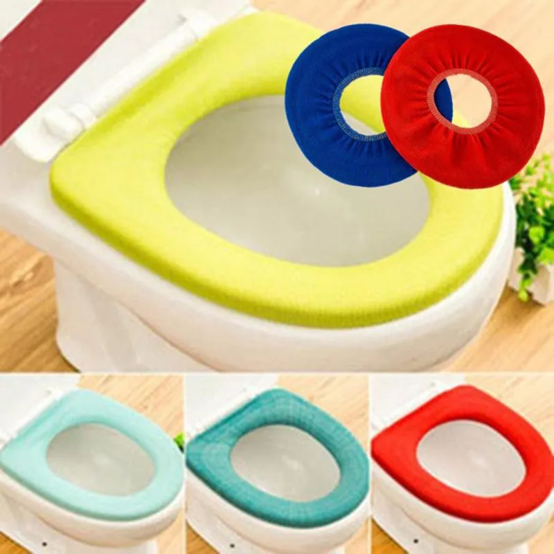 

2Pcs Bathroom Toilet Seat Closestool Washable Soft Warmer Mat Cover Pad Cushion Toilet Seat Cover #MZ