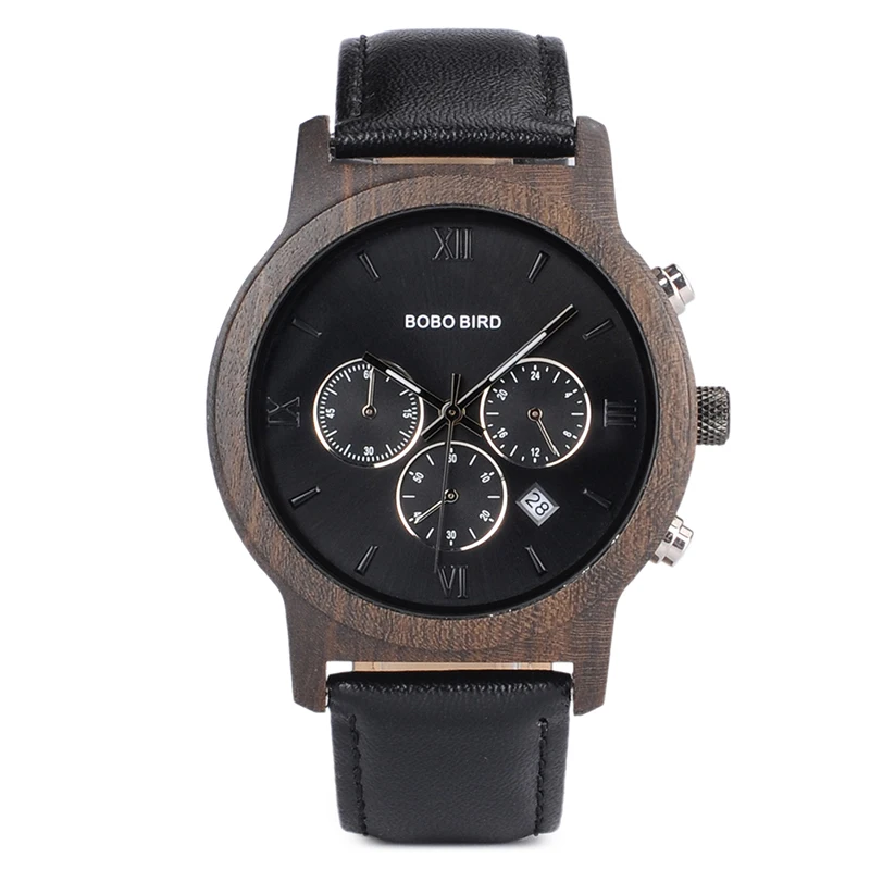 BOBO BIRD Mens Luxury Wood Watches Clock Functional Stop Chronograph saat with Date Display relogio masculino Timepieces C-P28 (24)