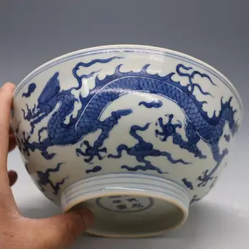 

3 Antique QingDynasty porcelain bowl,Blue & white dragon thin tires bowl,Hand-painted crafts,Collection&Adornment,Free shipping