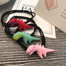 1 шт Заколки для волос для девочек скраб динозавров волос кольцо милые девушки животного волос Веревка кольцо дикие мяч галстук волос G0404