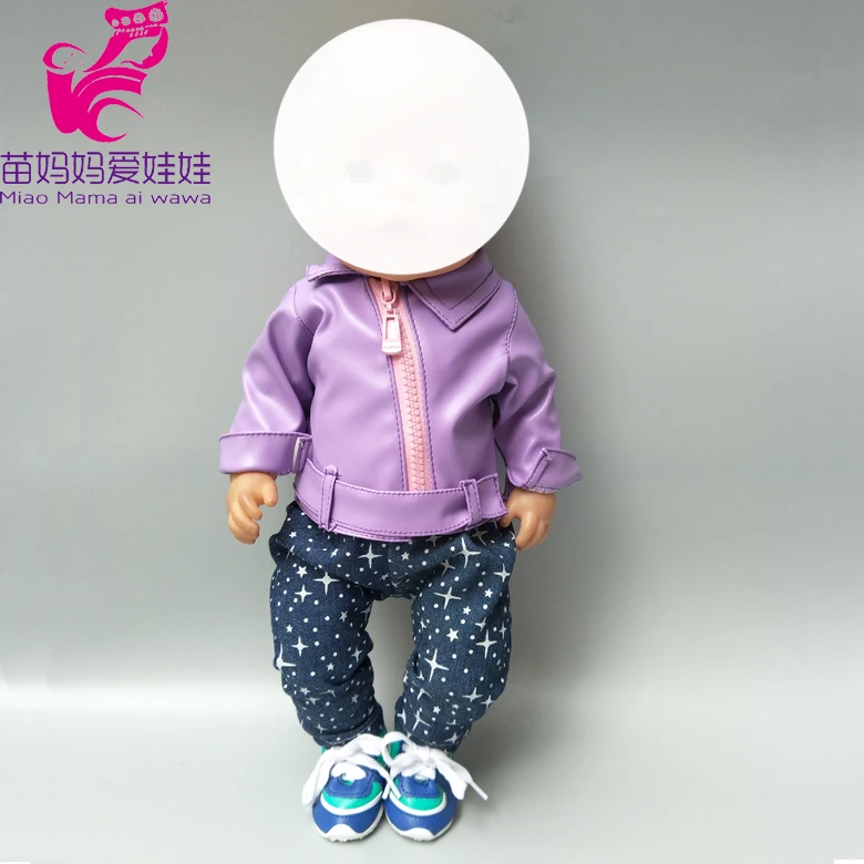 Кукольная одежда для новорожденных 43 см, одежда на молнии, розовая PU кожаная кукла, пальто для 17 дюймов, Детская кукольная куртка, зимняя одежда