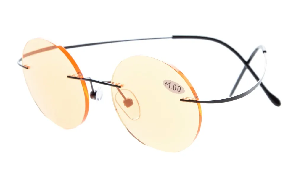 Eyekepper CG15026 Titanium Rimless Round Orange Тонированные Линзы Компьютер Очки Для Чтения Круг Читателей