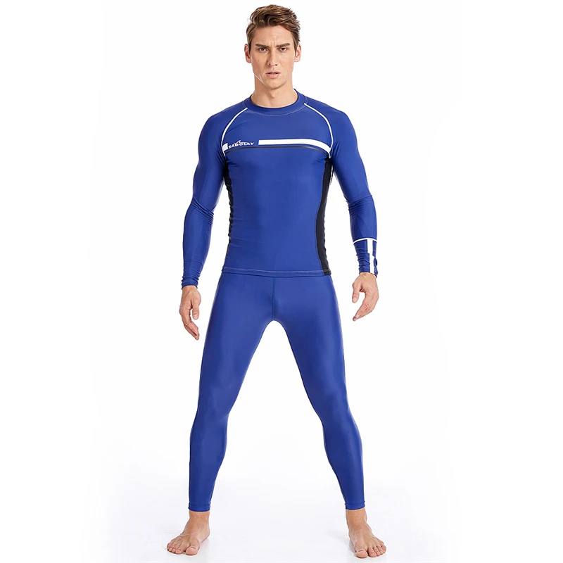 

Blue Long Sleeve Men's Rash Guard Wetsuit for Outdoor Sports Diving Swim Suit for Snorkeling Spearfishing Surf Sets