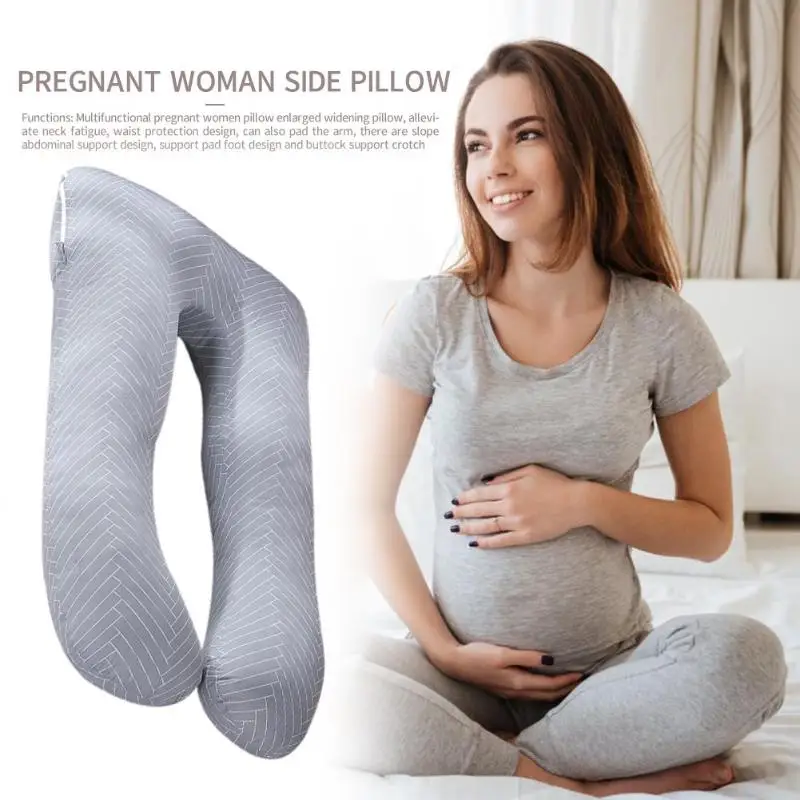 

U Shaped Pregnant Women Sleeping Support Pillow Striped Increase Pillow Width Pregnancy Multifunctional Pillow