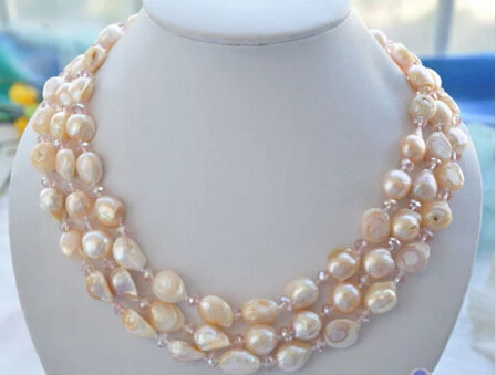 

873 pink baroque freshwater pearl faceted crystal necklace