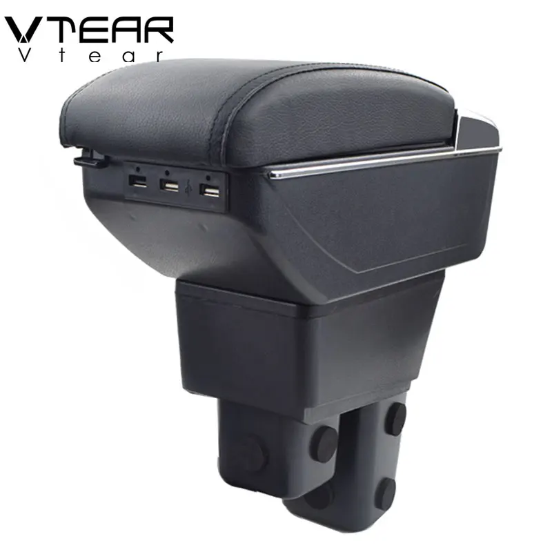 

Vtear For Honda Fit Jazz armrest box USB Charging heighten Double layer central Store content cup holder ashtray accessories