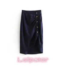 Однобортные длинные льняные юбки женские Летняя Повседневная Однотонная юбка с высокой талией Женская юбка на пуговицах Корейская уличная одежда