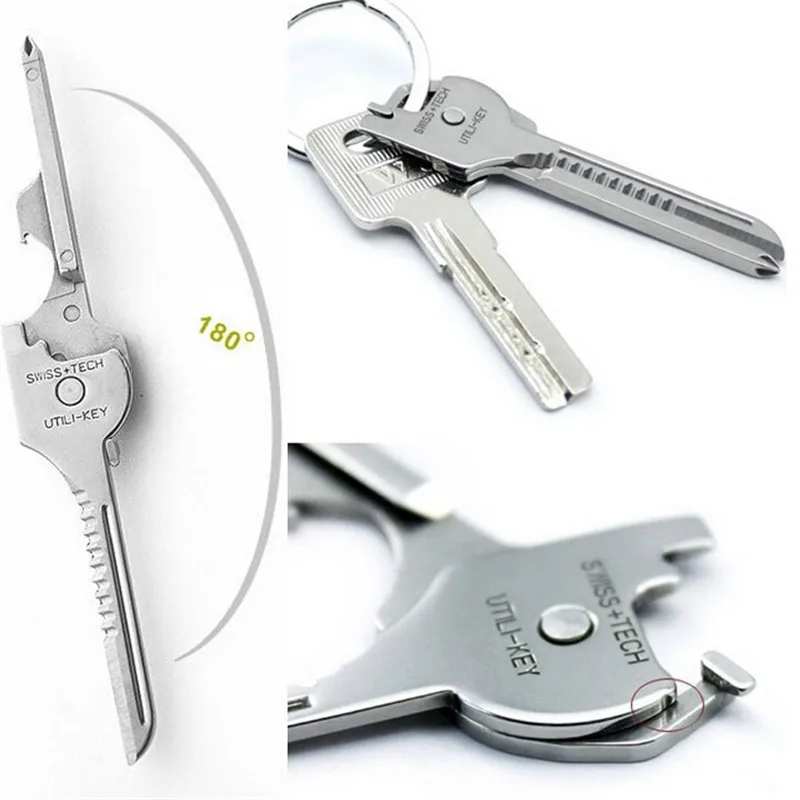 

1PC Mini 6 in 1 High Quality Stainless Steel Multi Function EDC Keyring Bottle Opener Screwdriver Knife Hand Tools