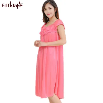

Fdfklak L XL XXL Plus Size 2018 New Summer Nightgowns Sexy Women's Dressing Gown Long Womens Nightgowns Silk Nightgowns Q519