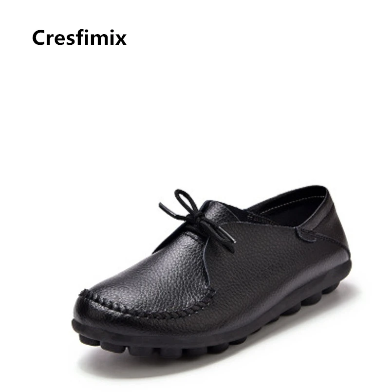 Cresfimix chaussures pour femmes женская повседневная обувь черного цвета из натуральной кожи
