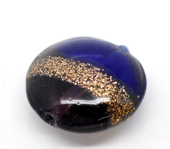 

DoreenBeads Glass Beads Flat Round Deep blue Pattern Pattern Dyed About 20.0mm( 6/8") Dia, Hole: Approx 1.7mm, 2 PCs 2015 new