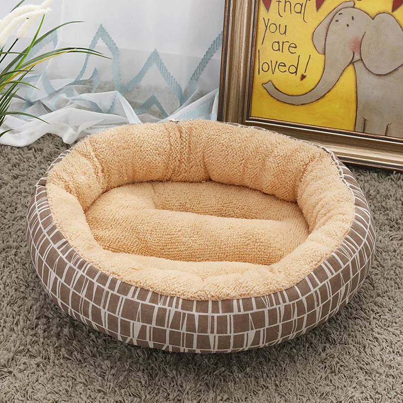 

FUNBAKY 50*12cm Geometric Patterns Cotton Round Dog Bed Washable Pet Bed Waterproof Handwash for Medium Kennel Dogs Beds & Mats