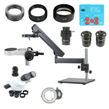 

30MP HDMI USB Video Camera 3.5X-90X simul-focal Articulating Arm Clamp Trinocular microscope for Phone soldering PCB Repair