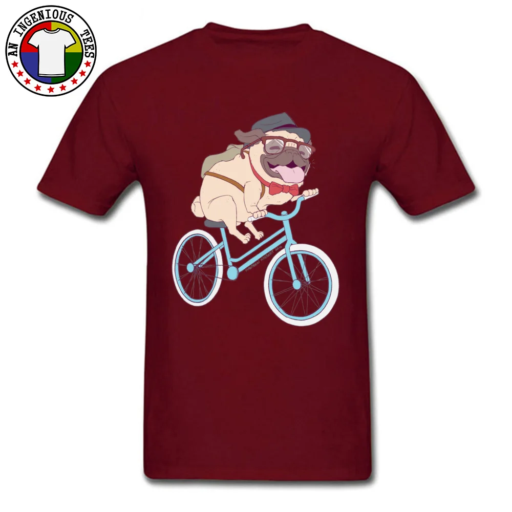 cosie Hipster Pug Mens T Shirts High Quality Summer Short Sleeve Tops Shirts Round Neck 100% Cotton Fabric T-shirts Hipster Pug maroon