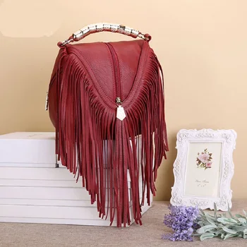 

New Fashion Casual PU Leather Tassel bolsa feminina bolsos mujer Girls Women Lady's HandBags Messenger Bags Female Shoulder Bag