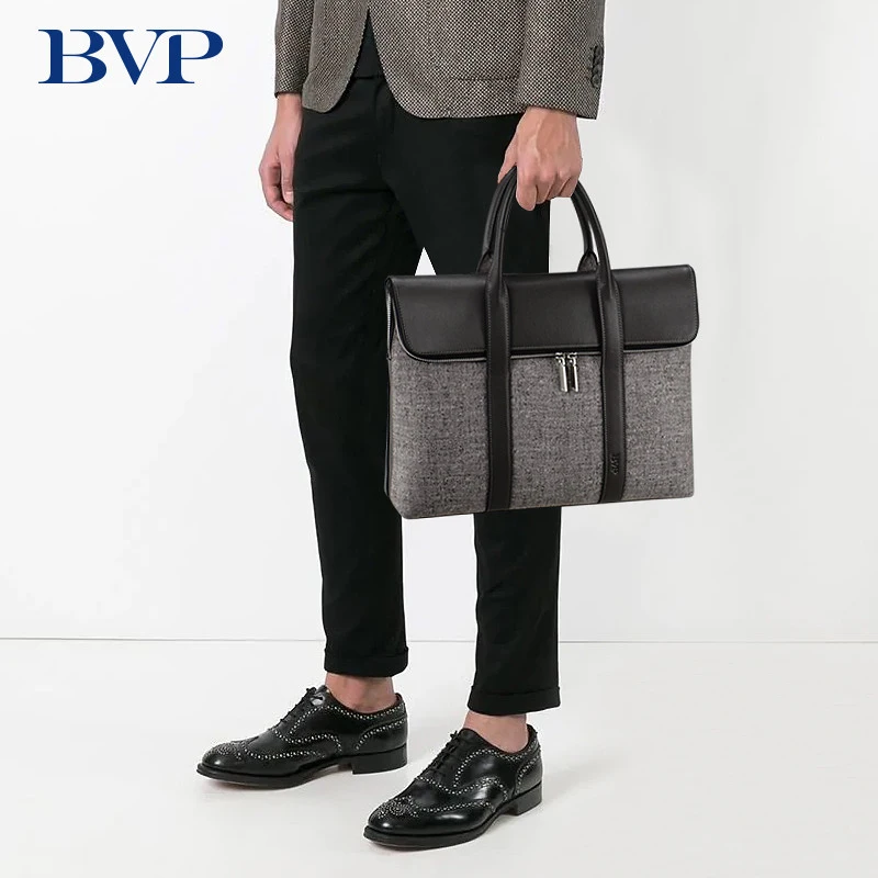 Новинка, высокое качество, бренд BVP, натуральная кожа, мужской деловой портфель, 13 дюймов, сумка для ноутбука, натуральная кожа, мужская, для отдыха, серая, дорожная сумка, 50