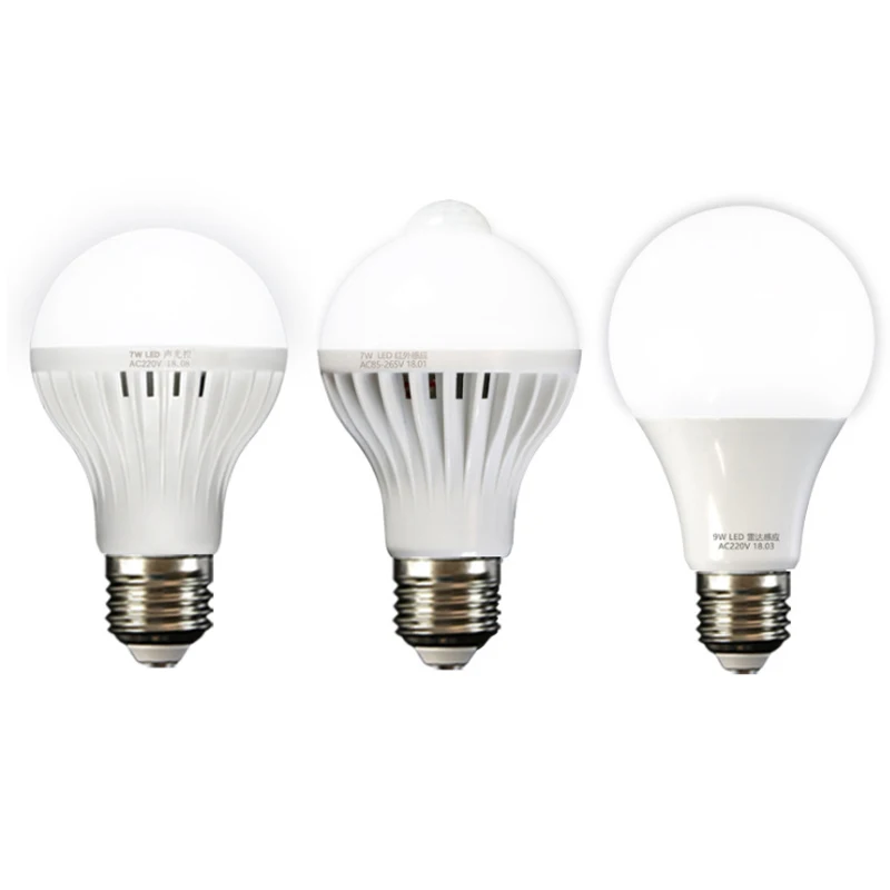 

1pcs E27 3W 5W 7W 9W Led Bulb Motion Sensor Smart PIR Lamp Auto Sound Light Infrared Body radar sensor light Home corridor 220V
