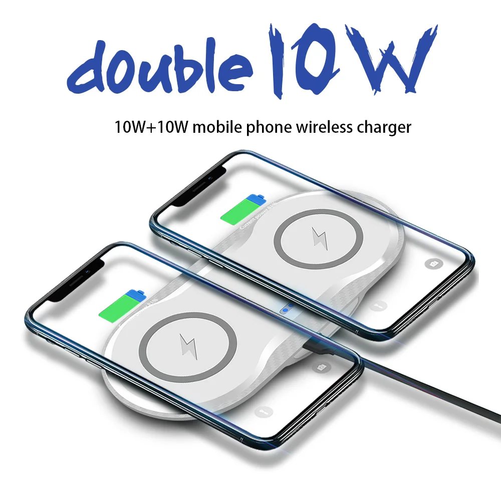 

20W Dual 2 in 1 Wireless Charger Pad For iPhone XR XS X 8 AirPods Qi Double 10W Fast Charging Station for Samsung S10 S9 Note 9