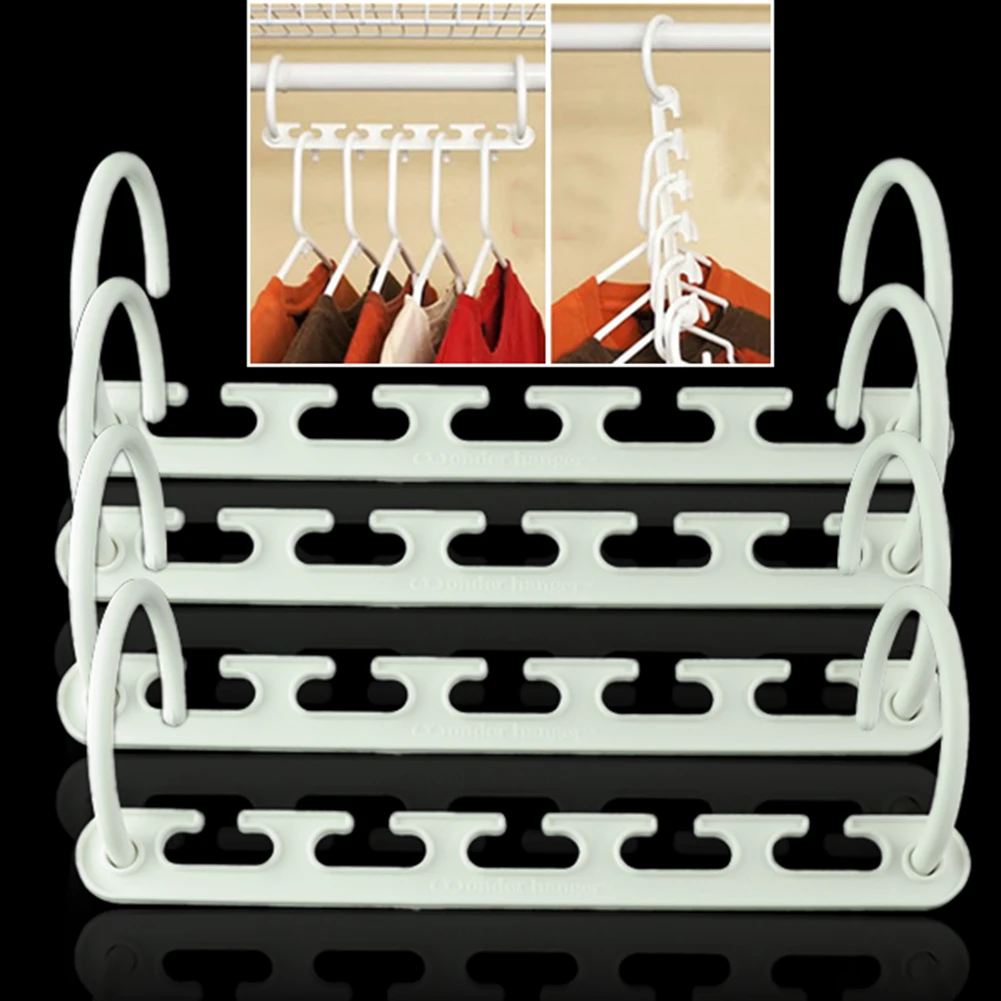 

Wholesale 1 2 4 8 Pcs Practical Clothes Hanger Rack Wardrobes Shop Closet Wonder Clothing Hook Magic Space Saver Organizer