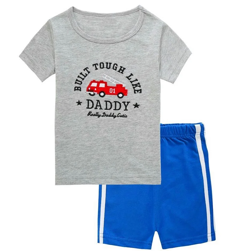 Мультфильм летние детские пижамы Обувь для мальчиков пижамы Костюмы Детские футболки Топы корректирующие брюки пижамы детская одежда дома ночная рубашка