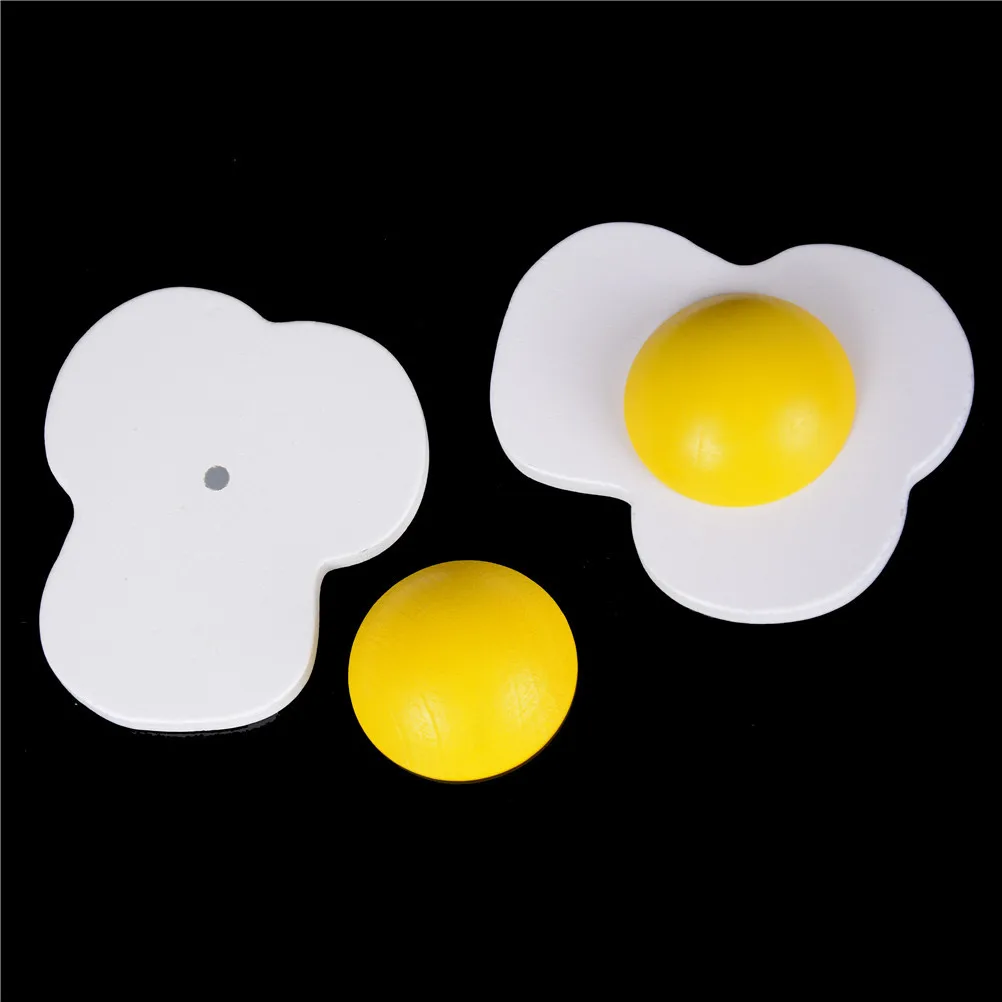 

2pc Wooden egg Kitchen Toys Fun Cute Magnetic Omelette Egg Yolk for Girls Children Boys Pretend Play toys