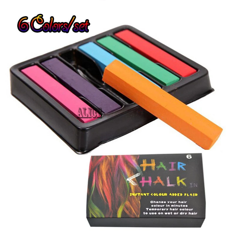 Temporary Hair Chalk Color Chalk 6 Colors Hair_Chalk_Powder Pastel Blue Hair Dye Giz Pastel Hair Chalk