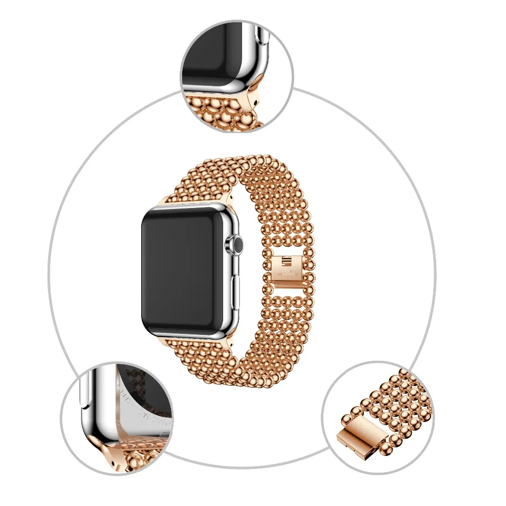 Роскошные Нержавеющая сталь ссылка браслет ремешок для Apple watch группа 42 38 40 44 мм металлический ремешок для часов iwatch 4/3/2/1 ремешок