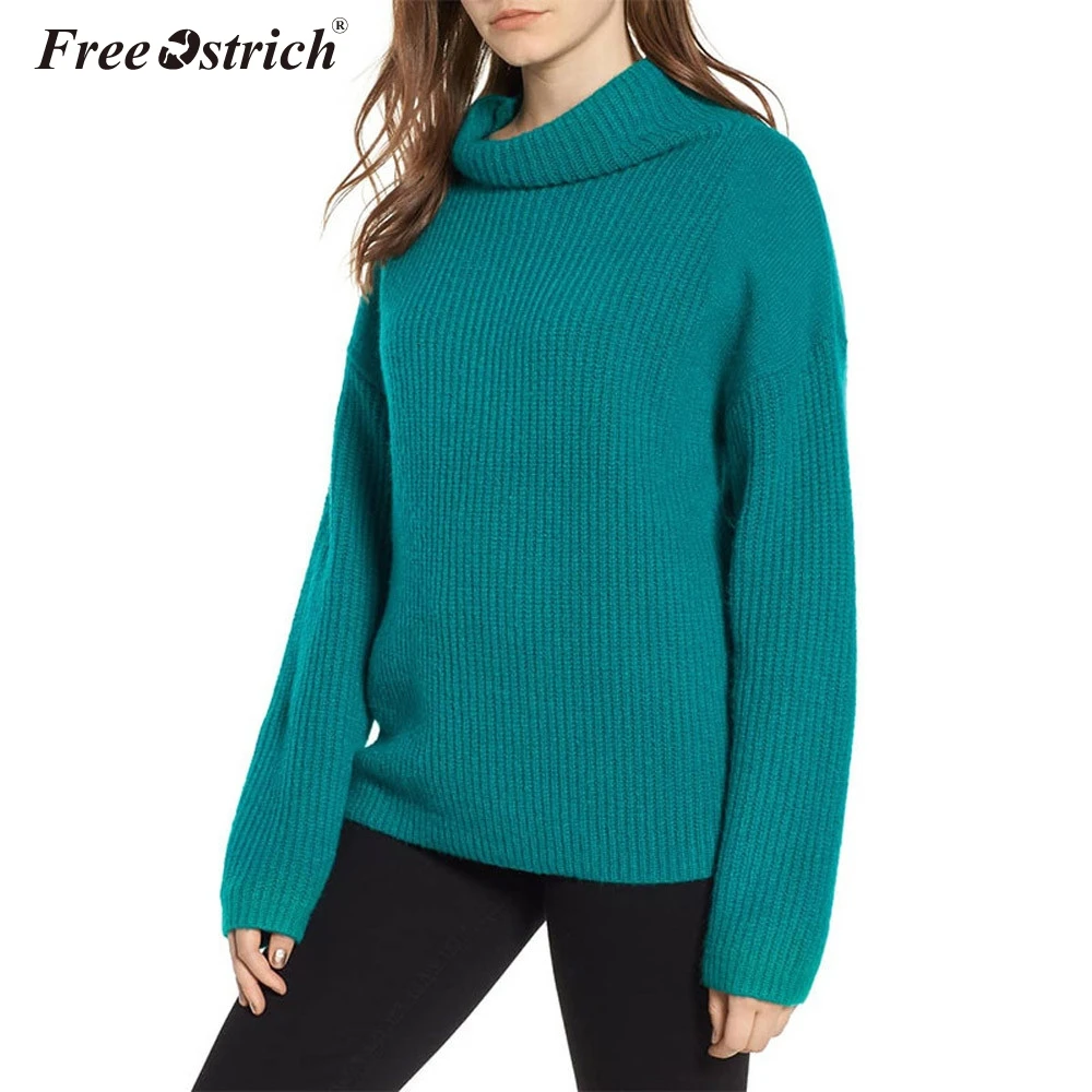

Free Ostrich Sweaters Fashion 2019 Women Knitting Solid Turtleneck Chaquetas Invierno Mujer Top Femme Robe Pull Femme Hiver N30