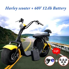 Электрические Мотоциклы Скутер Scrooser Citycoco 60В 1000Вт Харли Haverboard жира шин мотоцикла Электрический автомобили с 12ah батареи