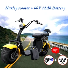 Electric Motorcycles Scrooser Citycoco Scooter 60V 1000W Harley Haverboard Fat Tyre Motorcycle Electric Cars With 12Ah Battery