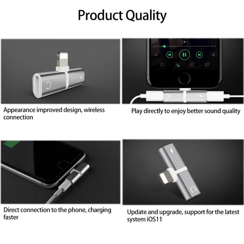 Для Apple Lightning зарядки аудио адаптер для Iphone X 10 7 8 плюс аудио наушники Aux 2 в 1 музыка вызова Зарядное устройство сплиттер
