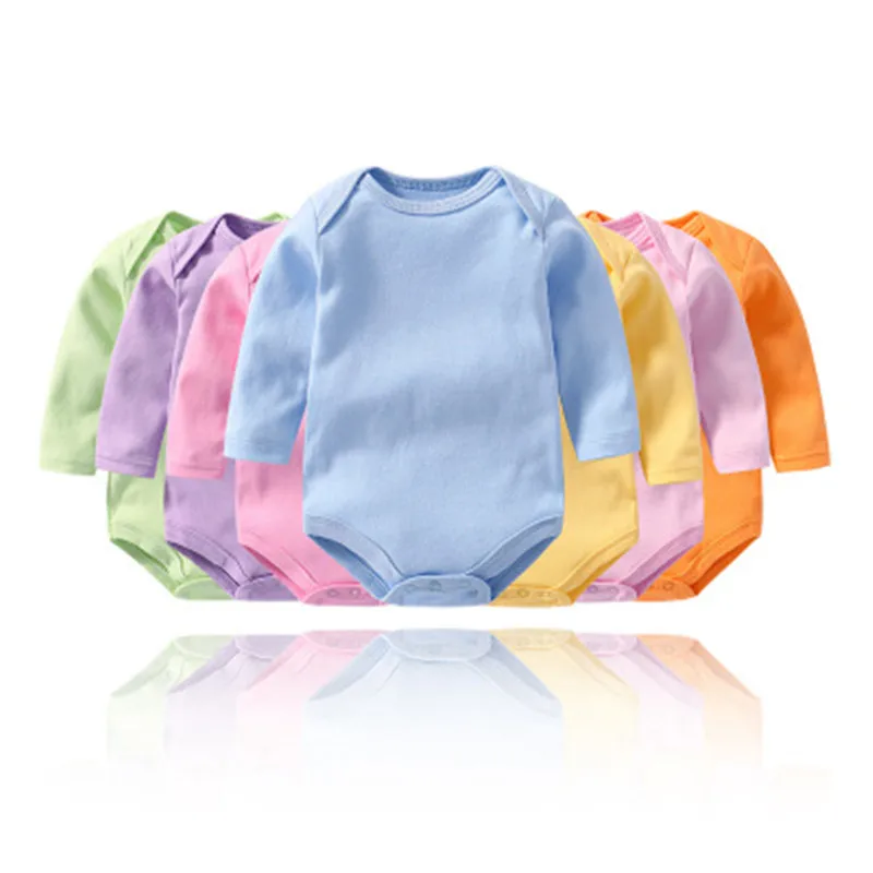 

Pure color newborn baby long-sleeved sweater cotton double-sided cloth baby onesies men and women baby triangle romper bag fart
