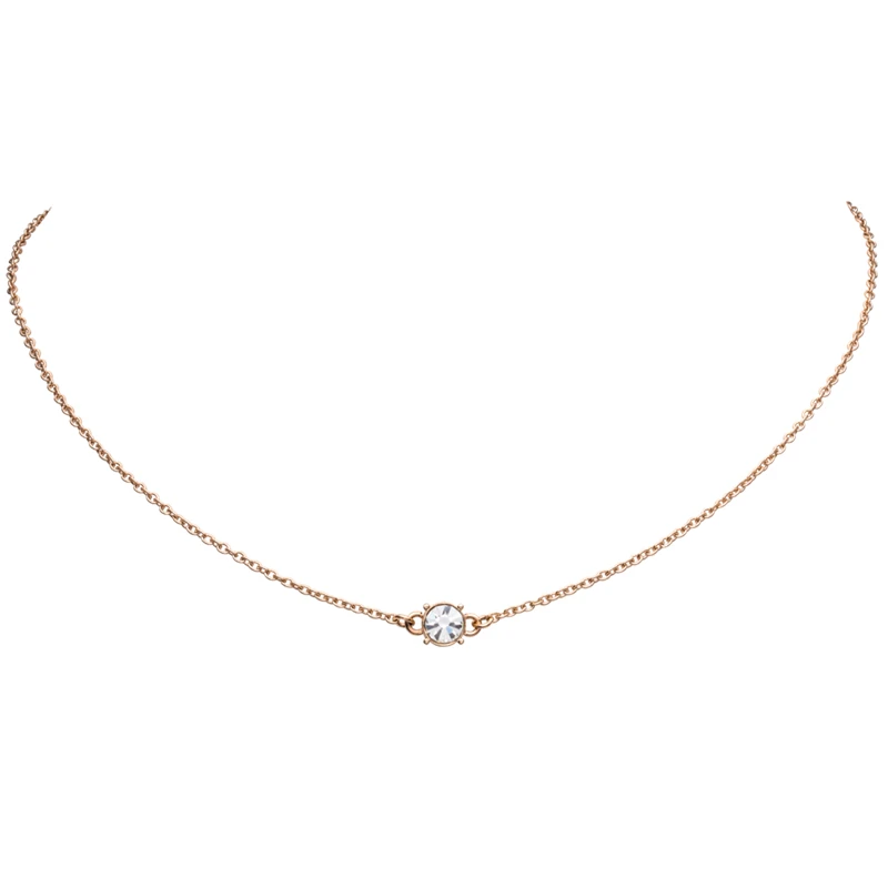 Ожерелье-чокер с кристаллами Mavis Hare CZ из нержавеющей стали, блестящее ожерелье со стразами, как модные подарки для женщин - Окраска металла: rose gold