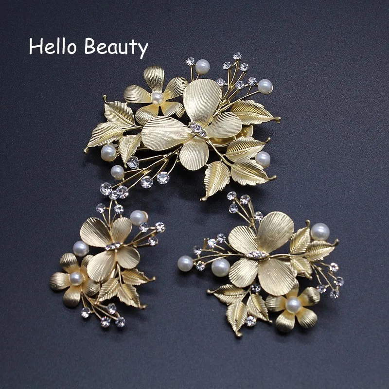 

3 PCS Crystal Butterfly Hairpins Bride Jewelry Wedding Bridal Hair Accessories Leaf Flower Pearl Hair Clip Barrette For Women