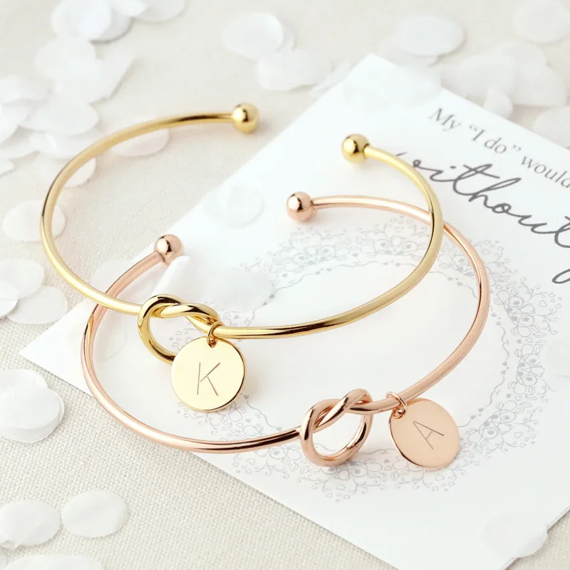 

DXJEL Personalized Knot A-Z 26 Letters Initial Woman Bracelet and Bangles Charm Bracelet Love Bangles Jewelry Pulseiras Dropship