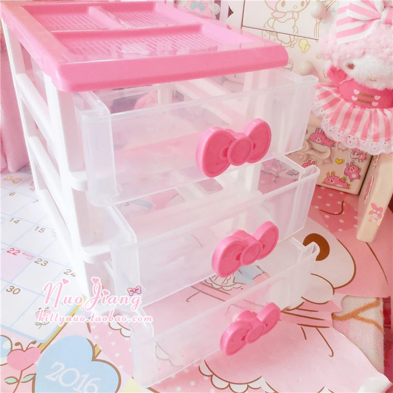 Cute Desktop Storage Boxes Cosmetic Storage Drawer Jewelry Storage Boxe Desktop Organizer Makeup Storage Case привет котен