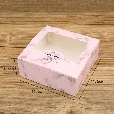 10pcs Candy Box With Window White&Pink Marbling Wedding Gift Box Mooncake Cookie Party Gift Cake Jewelry Packaging Box - Цвет: Pink-M