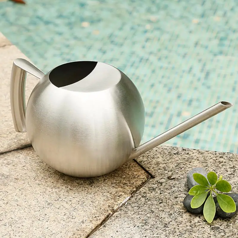 1000mL stainless steel spherical drip pot plant flowers and water bottle long mouth watering pot