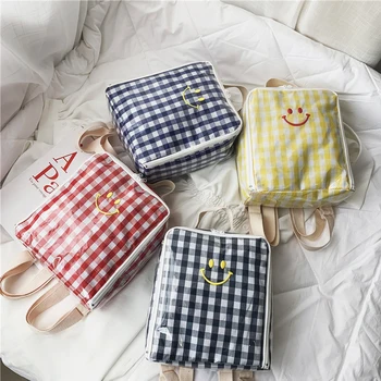 

Toddler Kids Children Transparent Boy Girl Plaid Backpack Schoolbag Rucksack Cute Cartoon Plaid Bag Children Kids School