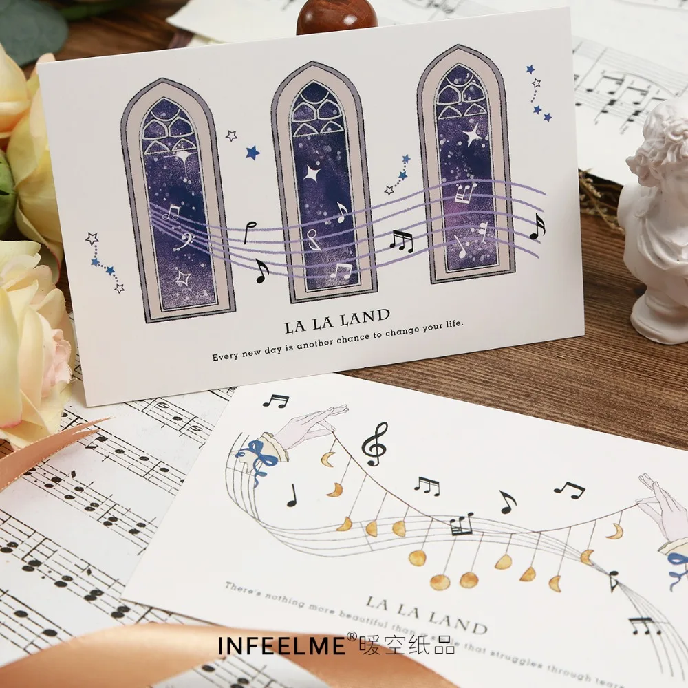 30 Sheets/Set LA LA LAND Postcard/Greeting Card/Message Card/Birthday Letter Envelope Gift Card