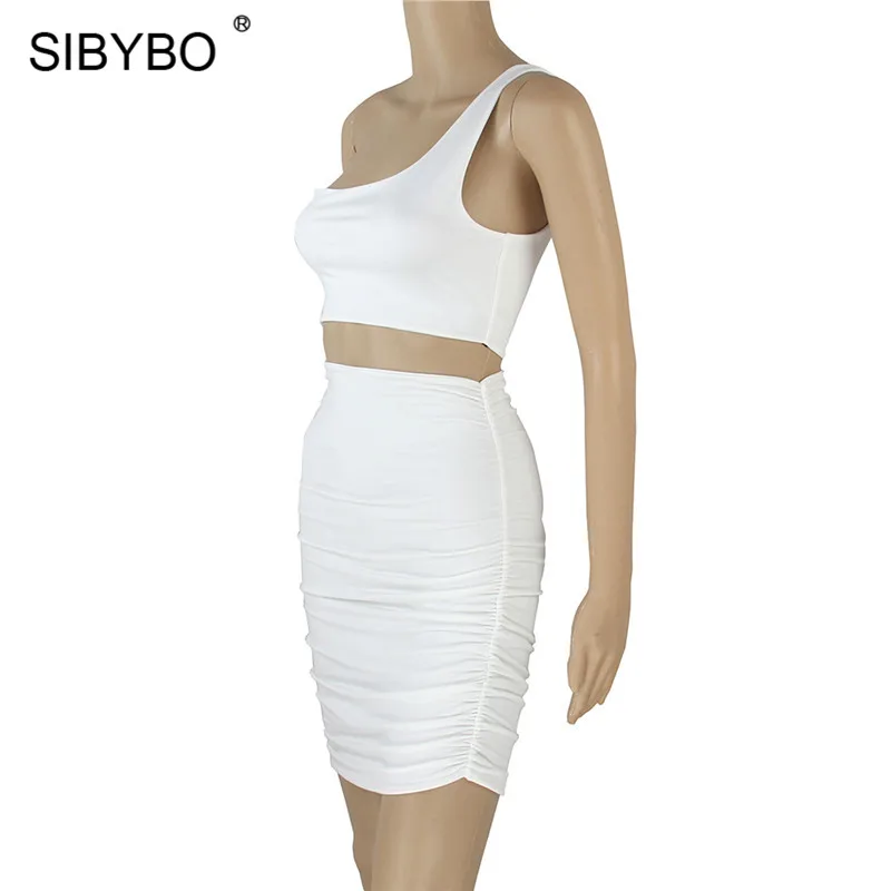 Sibybo летнее платье на одно плечо с вырезом, Повседневное платье без бретелек с открытой спиной без рукавов, мини облегающее платье, сексуальное женское платье