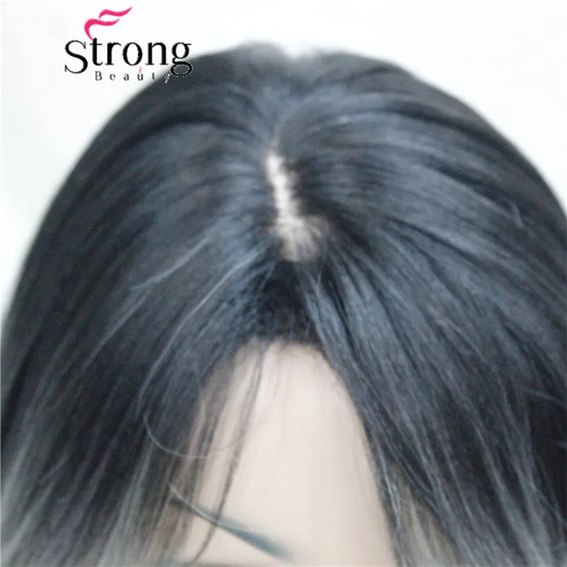 GK-15088TT2-M.GREY 178 Ombre Black Root With Grey Mix High-Quality Heat Ok Long Straight Skin Top Wig (4)