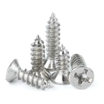 

100Pcs M1.0 M1.2 M1.7 M2 M2.3 KA Nickel-plated Flat Head Self-tapping Screw Electronic Small Screws